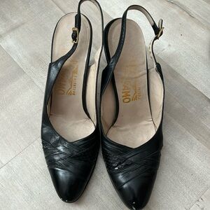 Women's Salvatore Ferragamo Black Slingbacks 6 AAAA black